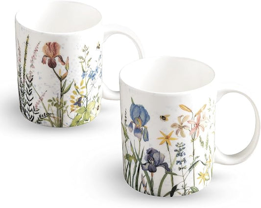 Maison d' Hermine Coffee Mug with Handles Tea Cups (15 Ounce, Pack of 2) | Fine Bone China Coffee Mugs for Hot Beverages Cappuccino Latte Home Restaurant Hotel Spring Summer -Fleurs De Mai by MaisondHermine