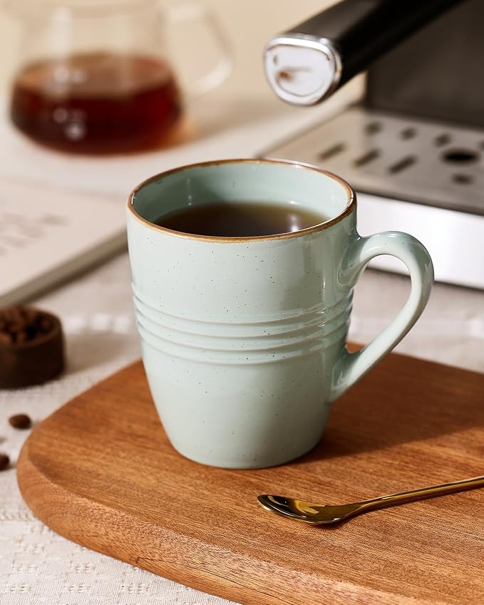 famiware Jupiter Coffee Mugs Set of 6, 13oz Coffee Mug, Microwave and Dishwasher Safe, Coffee Cups with Handle for Coffee, Tea, Cocoa, Milk, Light Green - Image 2