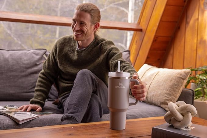 STANLEY Quencher H2.0 Flow State Tumbler, 40 oz, Stone | Handle and Straw | 3-Position Lid | Cup Holder Compatible for Travel | Insulated Stainless Steel Cup | BPA-Free - Image 7