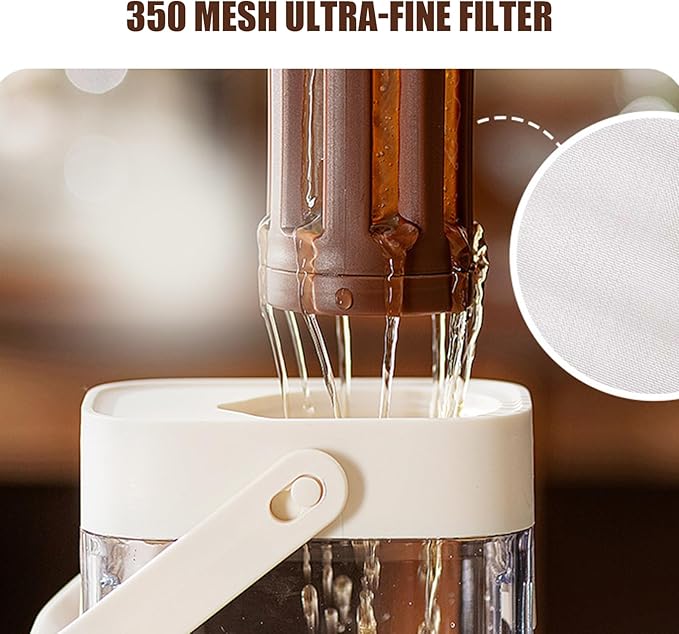 Cold Brew Coffee Pitcher - 1 Liter Leakproof Jar with Handle, Lid, and Easy-Pour Spout, Ideal for Making Iced Coffee, Tea, Fruit Infusions, Milk or Water, Perfect for Home, Cafe, Apartment