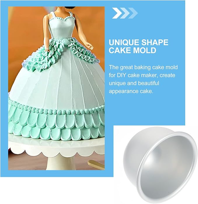 Creative Semi-sphere Cake Mold Deep round Baking Pan for Doll Princess Cake Making, Food-grade Aluminum Oven Mold for Home Baking - Image 6