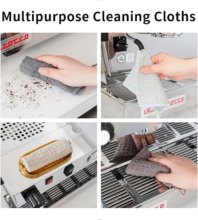 watchget 6 Pack Microfiber Espresso Barista Cleaning Towels, Khaki | Professional 12"x12" Lint-free Rags; Highly Absorbent Cleaning Towels for Espresso Steam Wands & Coffee Bar Counters - Image 4