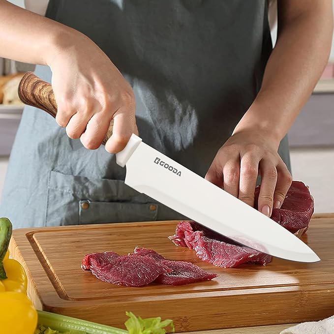 Knife Set,GOODA 9 Piece Kitchen Knife Set with Block and Sharpener, Anti-Rust Stainless Steel Cooking Knives Set for Kitchen, Chef Knife Block Set - Image 4