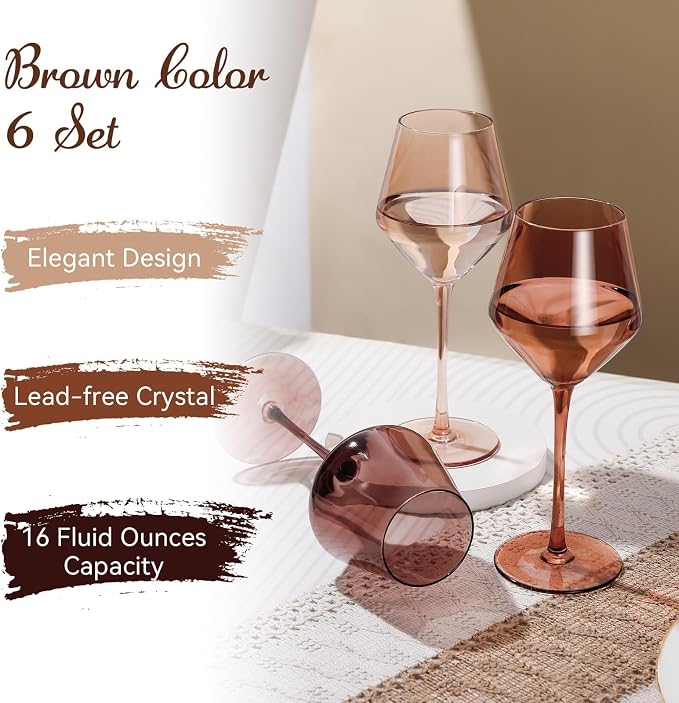 Venus Stemless Wine Glasses Set 6-14oz Melanin Colored Wine Glasses Stemless【HandBlown】 Brown Wine Glasses Set,Unique Brown Wine Glasses for Home Party Decro - Image 2