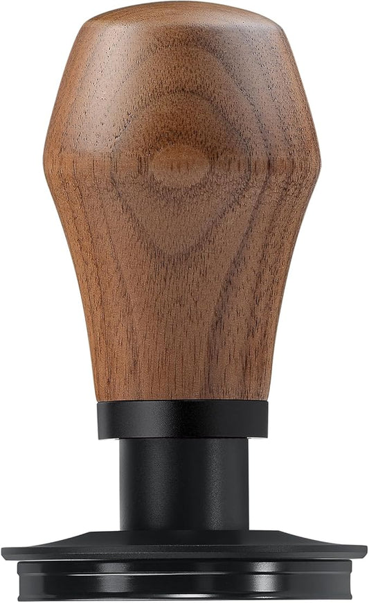 Normcore 51mm Espresso Coffee Tamper V4.1 with Click Sound Feedback, Spring Loaded Tamper With Titanium PVD Coating Ripple Base, Genuine American Walnut Handle with Silicone Stand