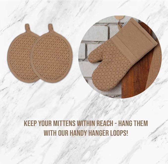 LANE LINEN 16 Piece Kitchen Dish Cloths Set - 100% Cotton Dish Towels, Heat Resistant Kitchen Mittens and Pot Holder Set, Reusable Dish Rags for Washing Dishes, Dish Towels for Kitchen Drying - Beige - Image 5