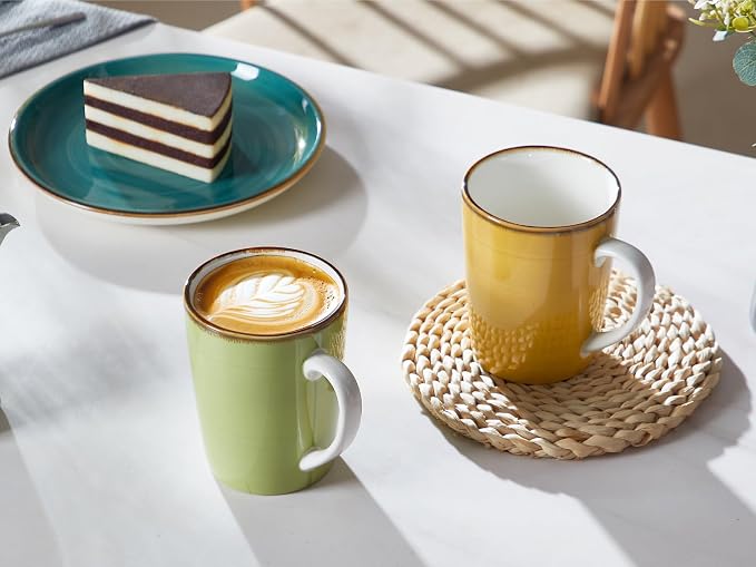 ONEMORE 16 oz Coffee Mugs Set of 4 Large Ceramic Coffee Cups Colorful Mugs Set with Handles for Latte, Hot Cocoa, Tea - Housewarming Gift - Assorted Colors - Image 7