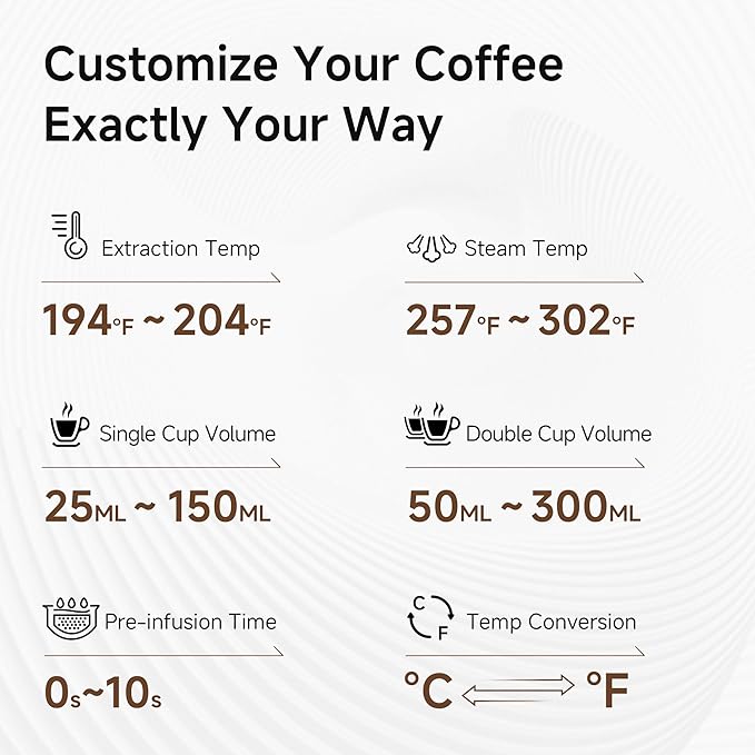 HIBREW H10A - 58mm Espresso Machine, Stainless Steel Body with Milk Frother, Customizable Settings, Smart Display + 20 Bar Pressure Gauge. (Black)