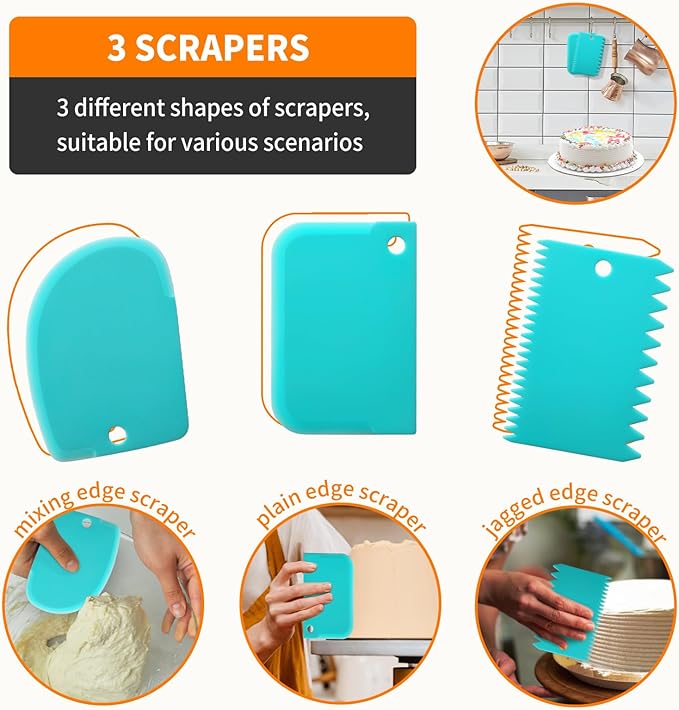 ALLTOP Piping Bags and Tips Set -Ultimate Cake Decorating Supplies Kit - Included 100 Disposable Pastry Bags, 1 Reusable Silicone Bag, 2 Couplers, 12 Frosting Tips, 2 Ties, 3 Icing Scrapers for Baking