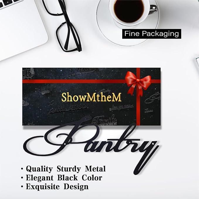 Pantry Metal Sign, 45 Inch Modern Pantry Signs Wall Decor, Black Metal Pantry Wall Art Hanging Decoration for Door and Kitchen Wall, Housewarming Gift - Image 7