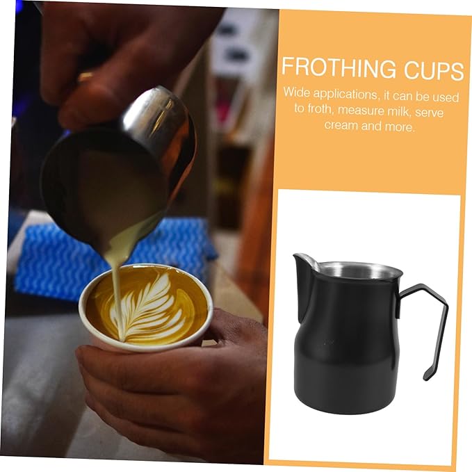 Stainless Steel Milk Frother Pitcher Thickened Metal Milk Frothing Cup with Precision Spout for Espresso Machine Accessories Coffee Bar Tool for Latte Art and Steaming