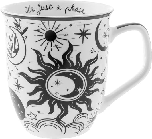 Karma Gifts 14 oz Black and White Boho Mug Celestial - Cute Coffee and Tea Mug - Ceramic Coffee Mugs for Women and Men by KarmaGifts