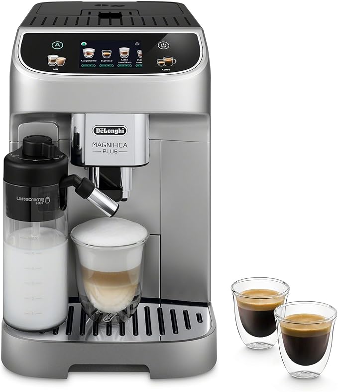 De'Longhi Magnifica Plus Automatic Espresso Machine, Milk Frother, Silver | #1 Worldwide Espresso Machine Maker, 18 One-Touch Recipes, Frother, Built-In Grinder, 4 User Profiles by Unknown