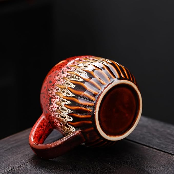 20 oz Large Ceramic Coffee Mug,Creative Handcrafted Reactive Glaze Coffee Cups Suitable for Home and Office Use,Dishwasher & Microwave Safe,Novelty Pottery Mug for Coffee Lovers Gift (red) - Image 9