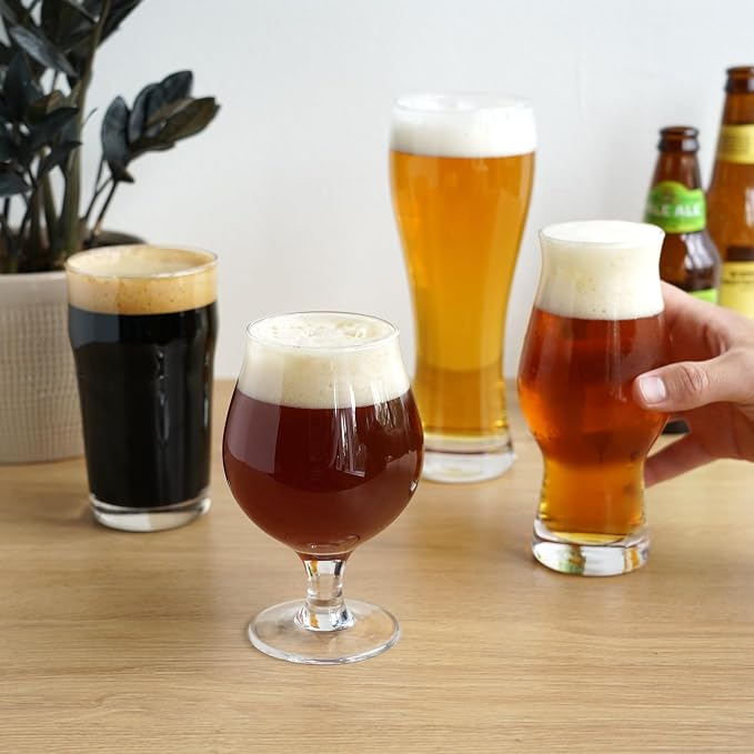 True Beer Glasses Gift Set, Durable Clear Tasting Kit for IPA, Belgian Ales, Wheat Beers, Stouts, Porters, Perfect for Beer Lovers, Home Bar, Birthday Gifts for Men, Set of 4 - Image 5