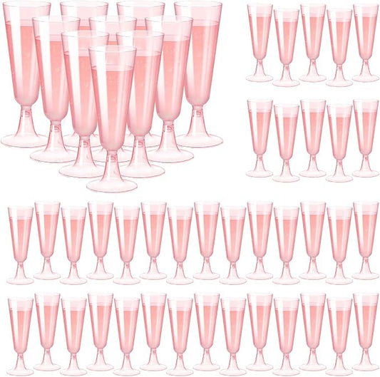SUREHOME Pink Champagne Flutes Plastic Champagne Glasses Disposable Mimosa Glasses 40 Pack 5 Oz Acrylic Stemware Cocktail Cups Bulk for Valentines Wedding Toasting Engagement Party Supplies by SUREHOME