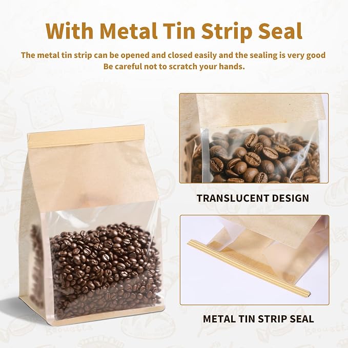 100 Pack Bread Bags with Tin Tie，Small Bakery Bags with Clear Window，Bagel Bags，Cookie Bag for Bakery, Homemade Bread，Popcorn，Cookies，Coffee Bean - Image 3