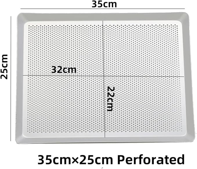 Rectangular Perforated Baking Pan Oven Tray Dish BK001 | Metal baking dish pan with perforated design for air circulation; cake, bread, pastry, pizza(35X25cm perforated) - Image 2