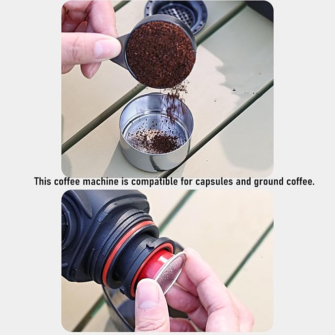 Portable Coffee Maker Lightweight and Compact Manually Operated Coffee Machine for Travel Camping Hiking ABS 100ml (Black) - Image 2