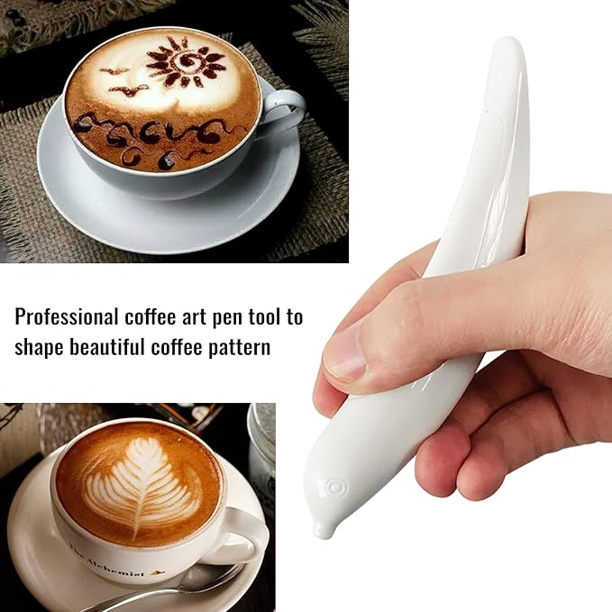 Latte Art Pen, Electrical Coffee Carving Pen, Spice Pen for Coffee Art, Cake Decoration Portable Pen Cappuccino Coffee Carving Pen Professional Baking Pastry Tools