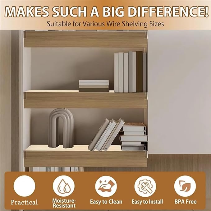 Wire Rack Covers for Shelves, 5 PCS 44x20x3 in PVC Wire Shelf Covers for Pantry Kitchen Closet Bathroom Office Shelving, Moisture-Resistant & Removable - Image 7