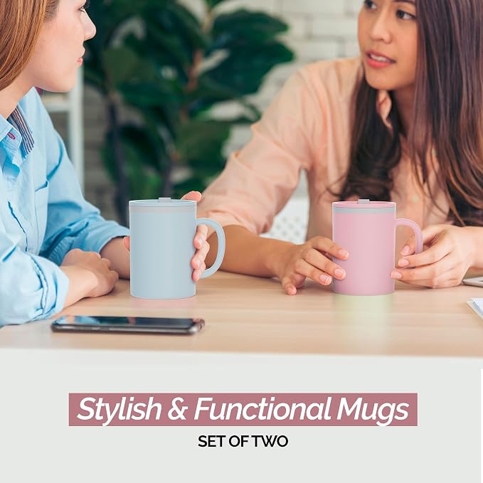 Copco Iconic Desk Mug 16 Oz - Light Blue/Pink, Set of 2 - Image 2