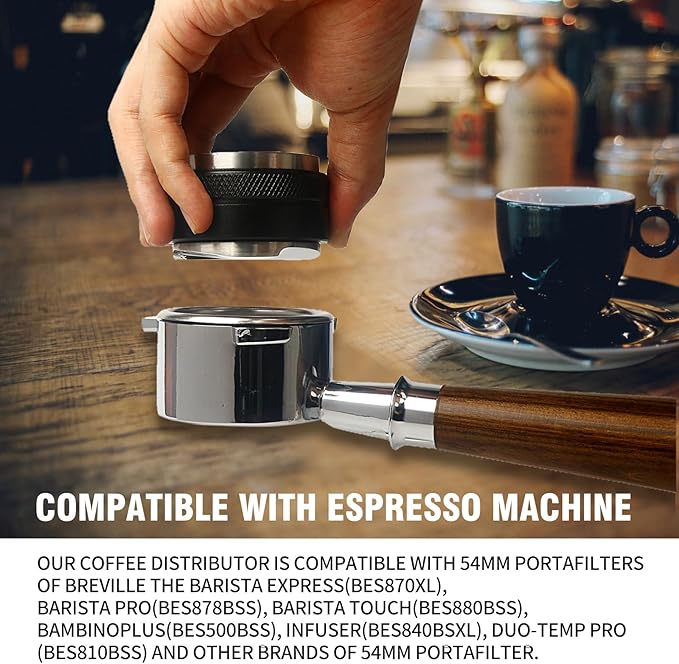 53mm Espresso Distributor & Hand Tamper, Dual Head Coffee Leveler Coffee Distributor for All 54mm Espresso Portafilter, Compatible with Rancilio Gaggia Portafilter