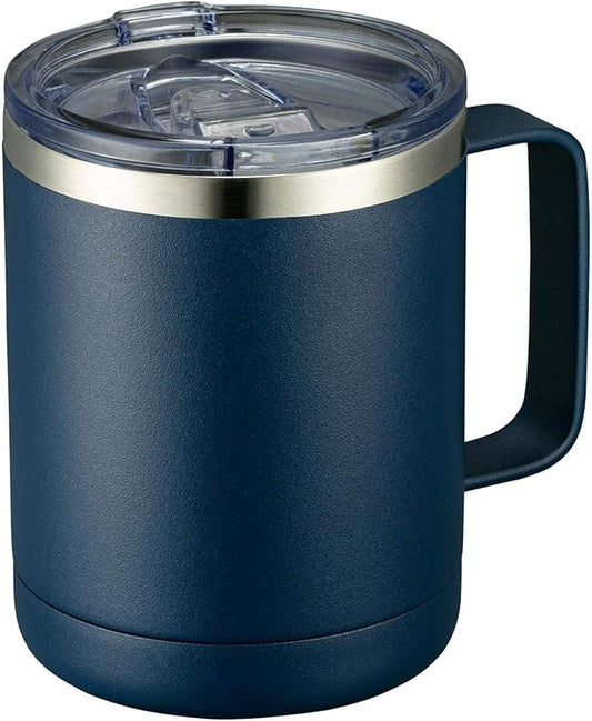 MEWAY 12oz Coffee Mug With Handle and Sliding Lid,Stainless Steel Travel Tumbler Cup with Handle,Double Wall Vacuum Insulated Camping Cup for Hot & Cold Drinks Tea (Navy,Set of 1 by MEWAY