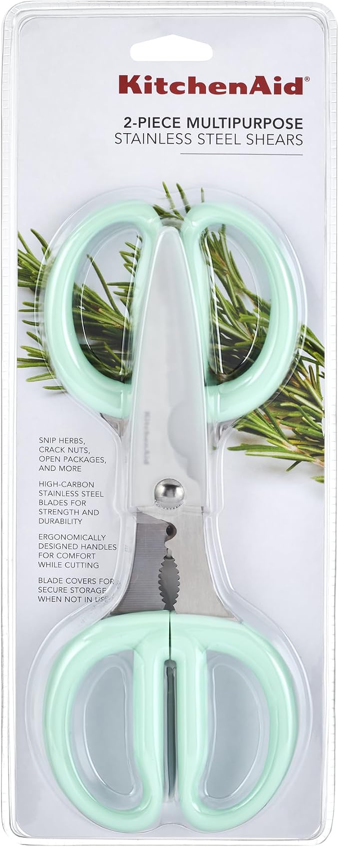 KitchenAid Classic 2-Piece Multipurpose Kitchen Shear Set with Blade Sheath - Spearmint, Herb Stripper, Poultry Shears, Pizza Cutter, Nutcracker - Image 9