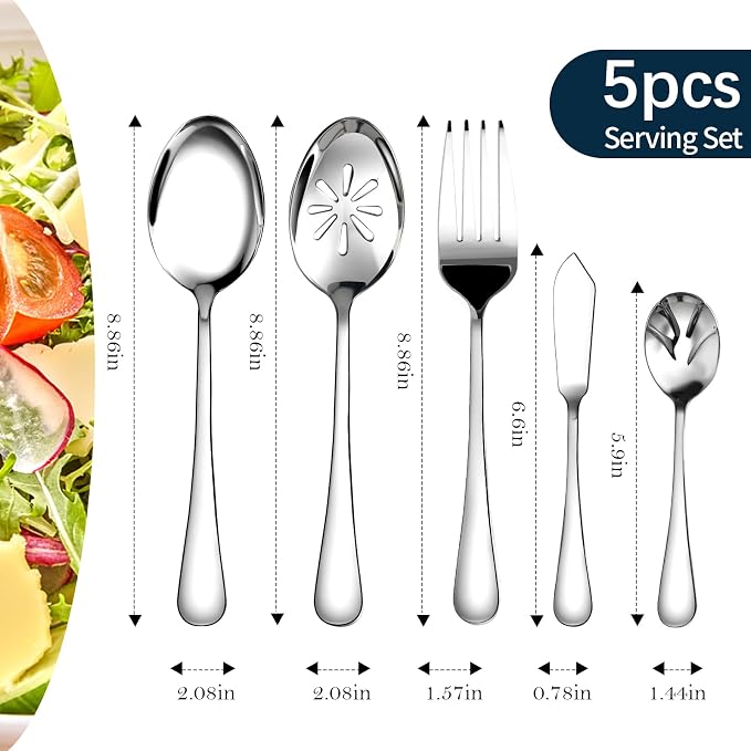 Silverware Set for 12 with Serving Utensil,Stainless Steel Flatware Cutlery | Heavy Duty Steak Knife Fork and Spoon, Dishwasher Safe, Gift Package for Wedding Housewarming - Image 5
