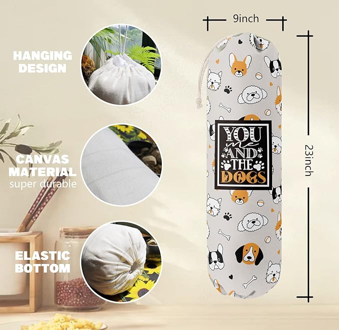 Funny You Me & The Dogs, Grocery Bags Holder Organizer For Shopping Bags, Wall Mount Plastic Bags Storage Container Dispensers, Gift For The Preferred Family And Friends - Image 2