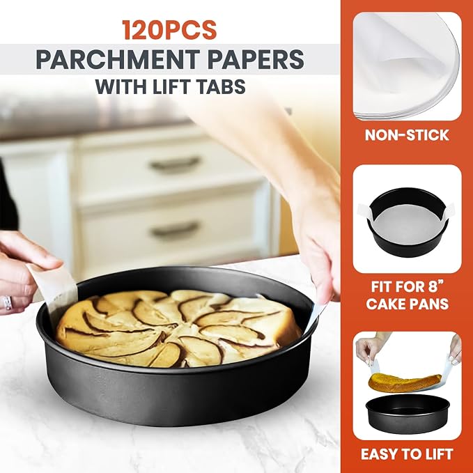 RFAQK 6 inch cake pans Set,3 PCs Nonstick mini cake pans with 120 Parchment Papers, Smash Cake Pans Set For Birthday, Diswasher Safe - Image 5
