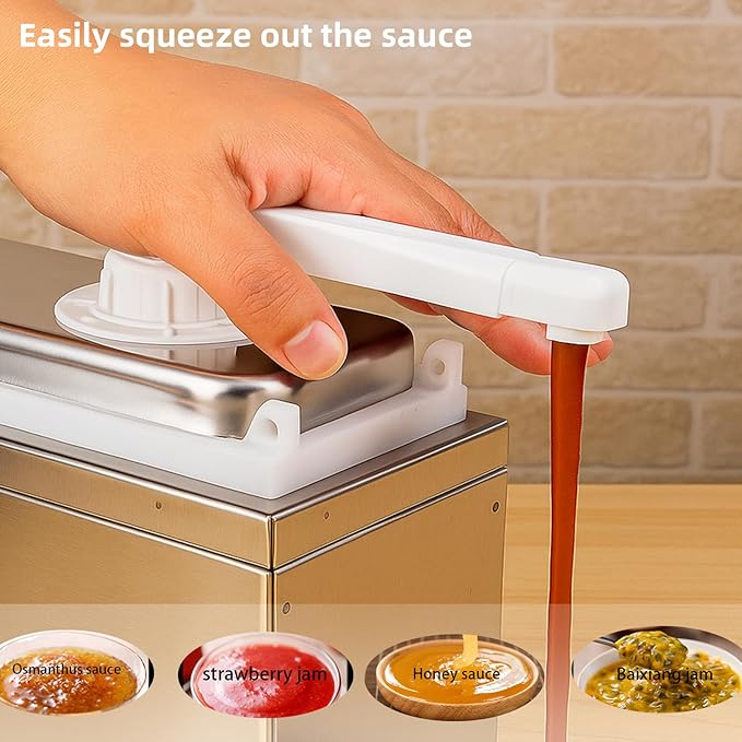 1.06 Quart Condiment Dispenser Pump,Syrup Pump Dispenser with Measuring Cup, Large Capacity Detachable Leak-Proof Design for Sauce, Honey, Syrup,Soy Sauce,Mustard,Cheese (1.06 QT, 1 pumphead)