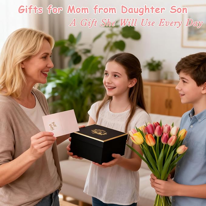 Mothers Day Birthday Gifts for Mom from Daughter Son - 14Oz Funny Best Mom Mug with Gold Print, Unique Pink Marble Coffee Cup with Lid Spoon Greeting Card, Happy Moms Gifts Idea, Luxury Gift Boxed Set - Image 9