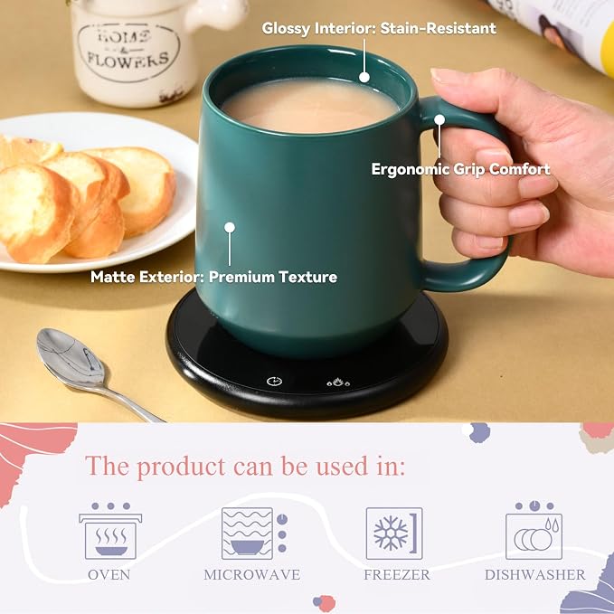 Miicol Ceramic Coffee Mug, 16 oz Large Coffee Cup, Tea Mug with Handle, Flat Bottom Mug for Men, Women, Office, Microwave and Dishwasher Safe, Multi-Color, Turquoise - Image 7