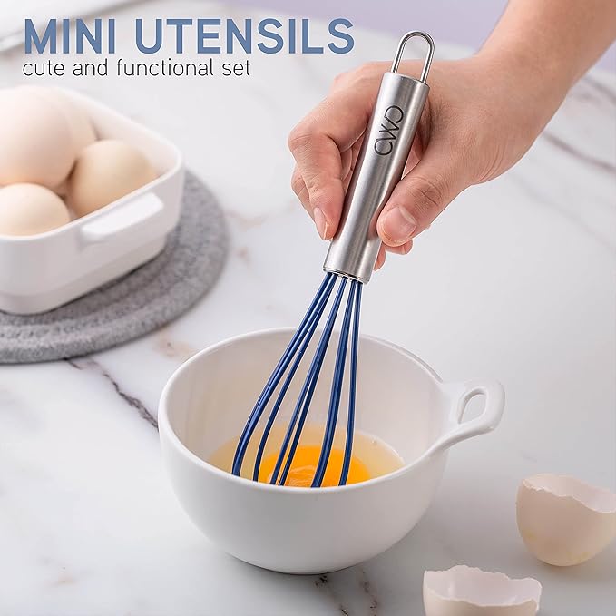 Cook With Color Kitchen Utensil Set - Silicone Kitchen Tools, Whisk, Tong, Spatula, Spoonula and Spoon, Navy Collection