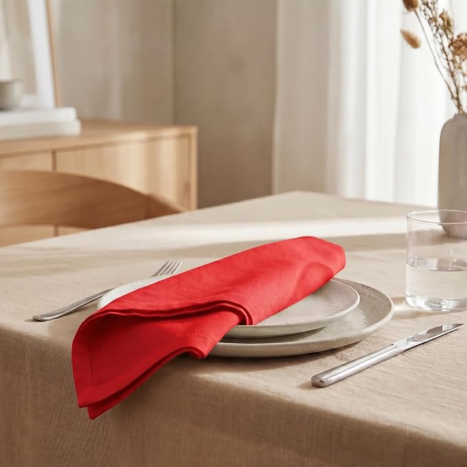 Urban Villa Cloth Napkins Cotton 20x20 (Set of 12) Red - Image 4