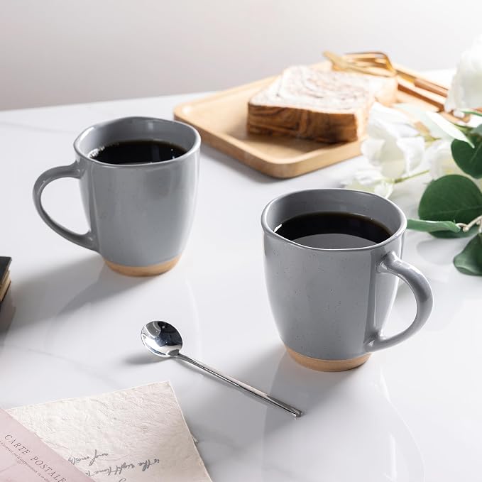 AmorArc 12oz Ceramic Coffee Mugs set of 6, Stylish Coffee Mugs with Rustic Terracotta Underside for Latte/Cappuccino/Milk/Cocoa, Dishwasher&Microwave Safe - Image 5