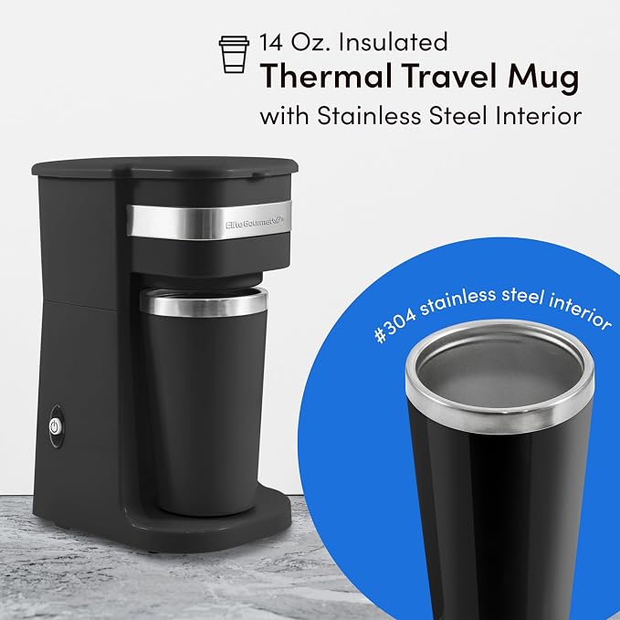 Elite Gourmet EHC111A Personal Single-Serve Compact Coffee Maker, Black - Image 2