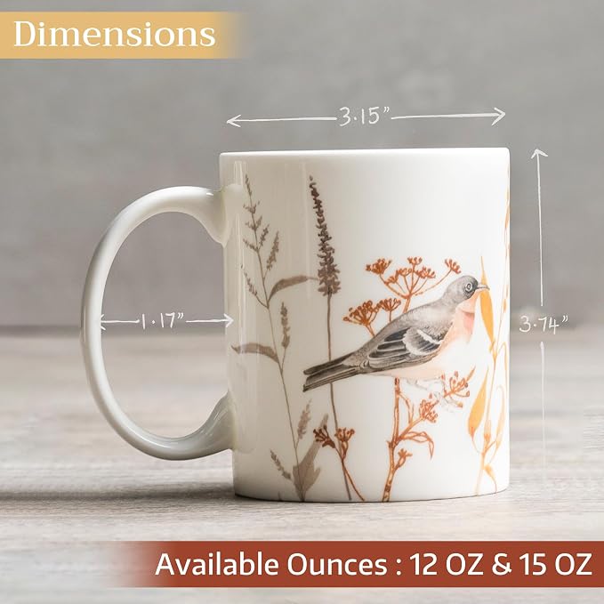 Maison d' Hermine Coffee Mug with Handles Tea Cups (12 Ounce, Pack of 1) | Fine Bone China Coffee Mugs for Hot Beverages Cappuccino Latte Home Spring Summer -Meadow Florals - Beige - Meadow Sunrise - Image 4