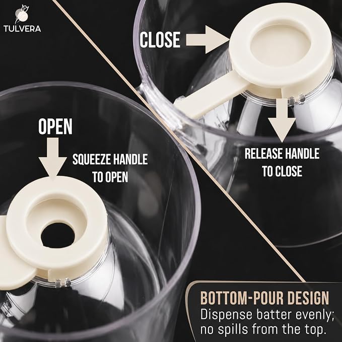 Pancake Batter Dispenser | 5-Cup Mix Pourer for Pancakes, Waffles, Crepes, Muffins, Cupcakes | Squeeze Handle, Portion Control Pitcher, Durable Drip-Free Design | Baking Accessories (Buttercream) - Image 6