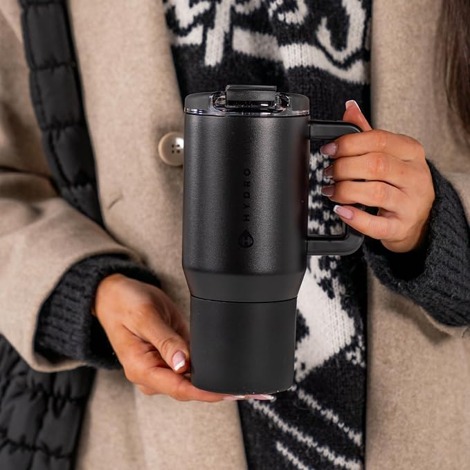 HydroJug Coffee Traveler 20oz Ceramic-Lined Mug with Handle, Black - Image 5