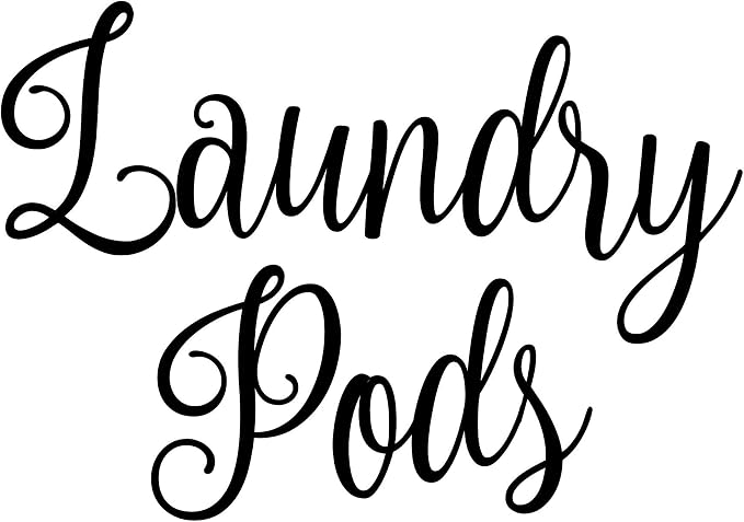 Laundry Pods 6w x 4h Label | Laundry Room Organization | Die Cut Vinyl Decal | Black Fancy Font (Sticker Only) by MinglewoodTrading