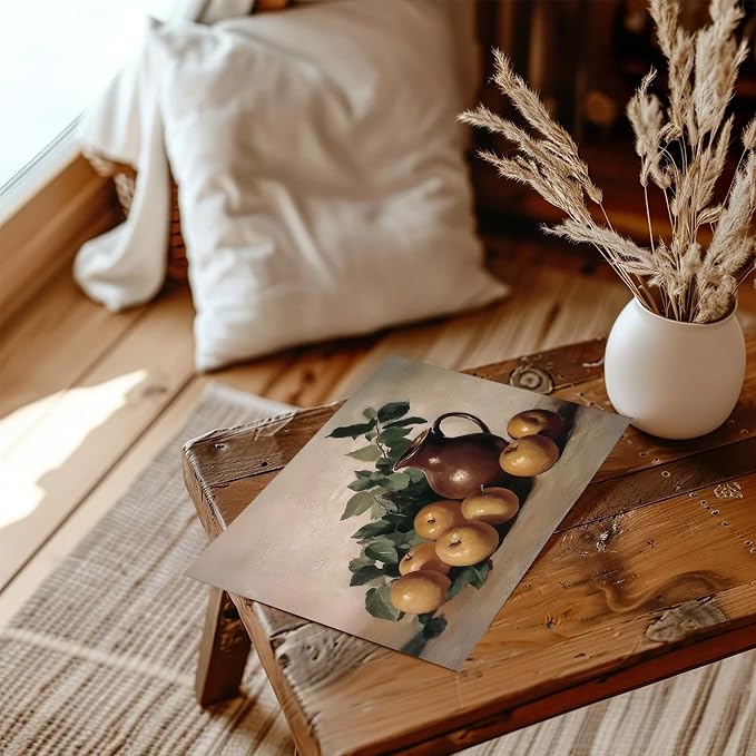 XOCUUI Farmhouse Canvas Vintage Aesthetic Room - Harvest Apples Still Life Oil Painting Artwork Abstract Decor Pictures Prints - Farmhouse Fruit for Bedroom Kitchen 8x10in - Unframed - Image 4