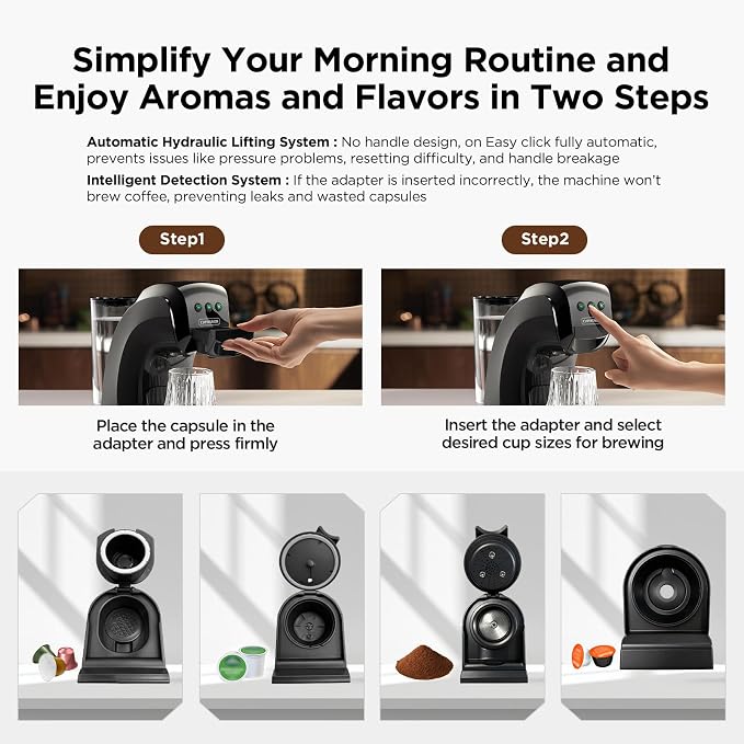Warriors1 4-in-1 Coffee Maker & Espresso Machine for Pods & Ground, 20 Bar | Fits K Cup/Nespresso/Dolce Gusto Pods/Ground, 3 Cup Sizes & Custom Vol/Temp, 5.3" W for Kitchen/Office/Dorm, Durable PA66+GF - Image 5
