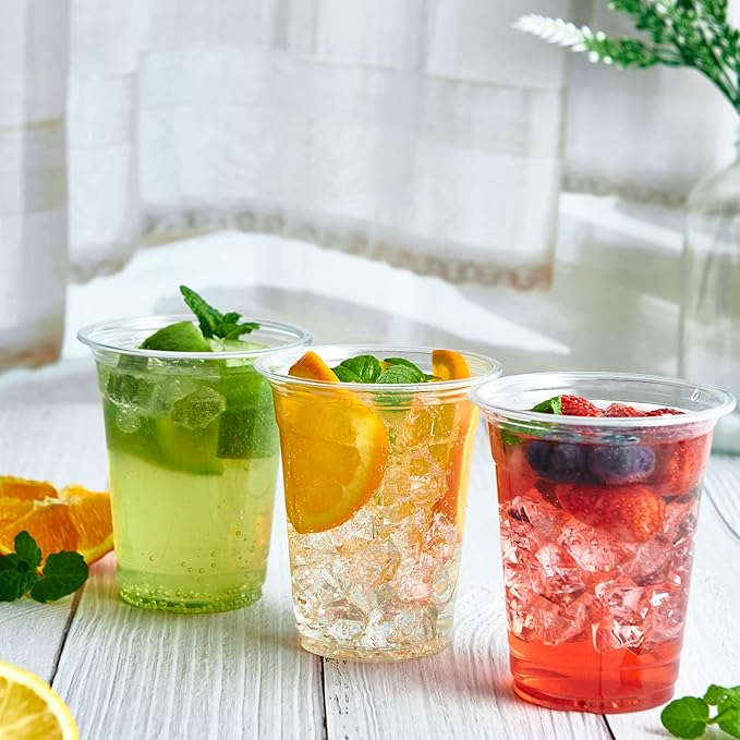 Lilymicky 1000 Pack 16 oz Clear Plastic Cups, PET Disposable Drinking Cups, Crystal Clear, Perfect for Ice Coffee, Smoothie, Soda, or Any Cold Drinks