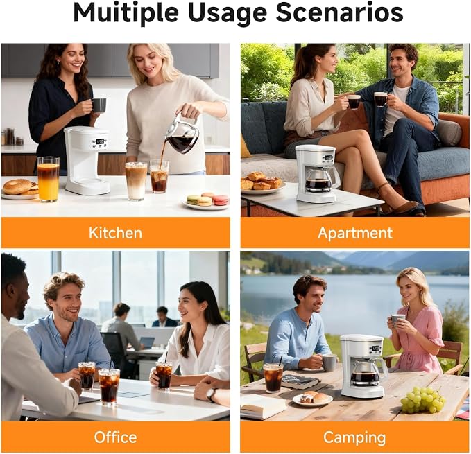 Coffee Maker, 5 Cup Programmable Drip Coffee Machine-White | 20 Hours Timer, 2 Hours Keep Warm, Compatible with Ground&Tea Leaves,Portable Small Cafetera for Home Office Travel Camping - Image 8