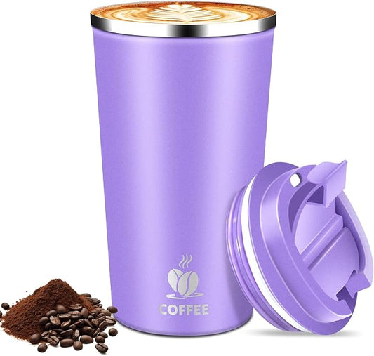 17oz Insulated Travel Coffee Mug with Flip Lid – Leakproof Stainless Steel Insulated Coffee Tumblers, Reusable Coffee Cup for Hot & Cold Drinks, Perfect for Camping & On-the-Go by Hwawhin