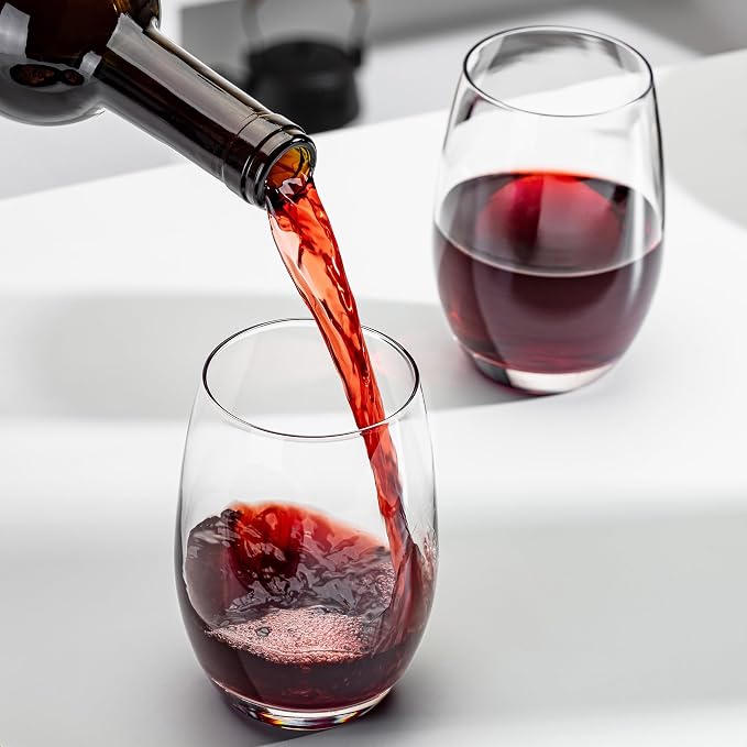 Stemless Wine Glasses Set of 12, 17oz Lead-Free Drinking Glasses for Red & White Wine, Cocktails, Juice, Sturdy Base Glassware Pack for Party, Wedding & Home Bar - Image 6