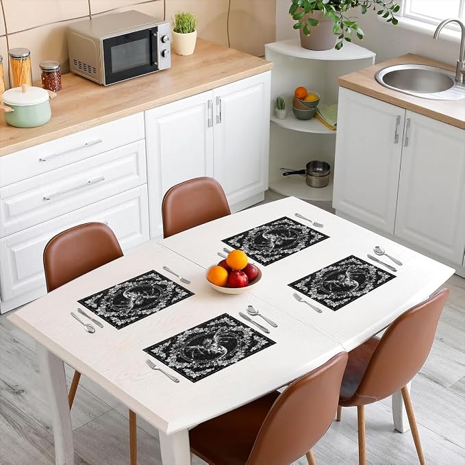 Feelyou Boho Exotic Dragon Placemats Set of 4 for Girls Boys Kids 18"x12" Sun Moon Placemat for Kitchen Dining Table Decor Indoor Outdoorative Bohemian Animals Theme Table Place Mats, Galaxy Floral - Image 3